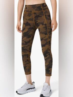 Lululemon Time To Sweat Crop 23" Heritage 365 Camo Burnt Caramel 10